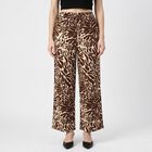 Women's Brown Wide Leg Printed Trousers, Brown, small