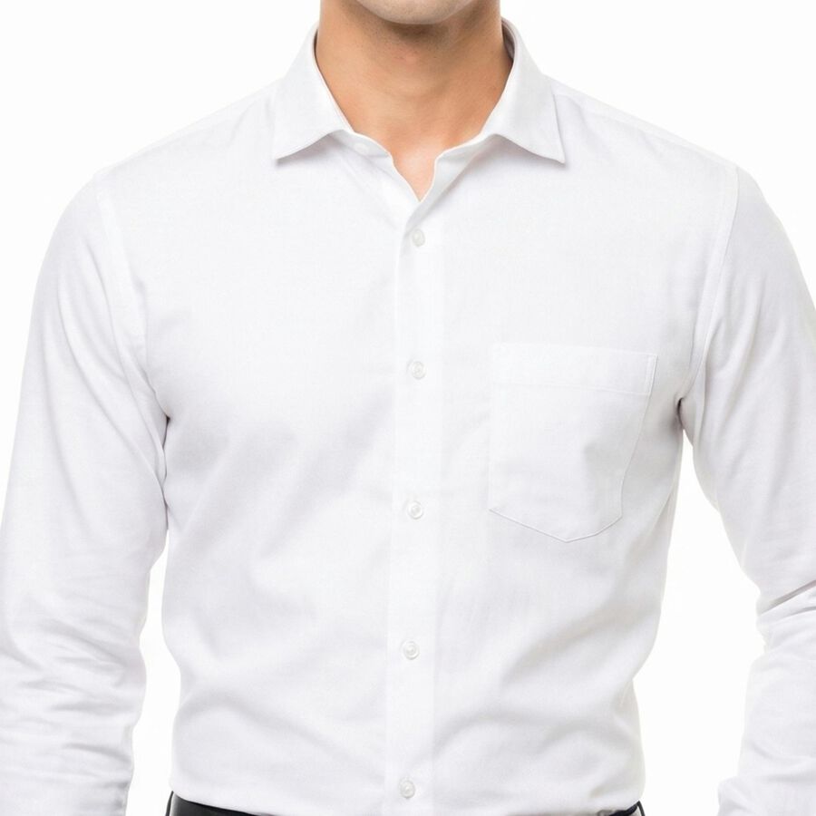 Men's White Formal Shirt, White, large