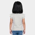 Girls Grey Round Neck Regular T-Shirt, Melange Light Grey, small