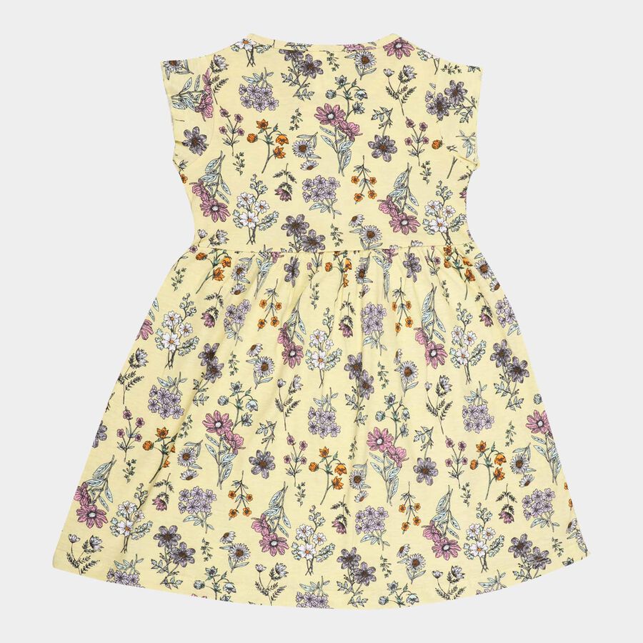 Girls Cotton Frock, Yellow, large image number null