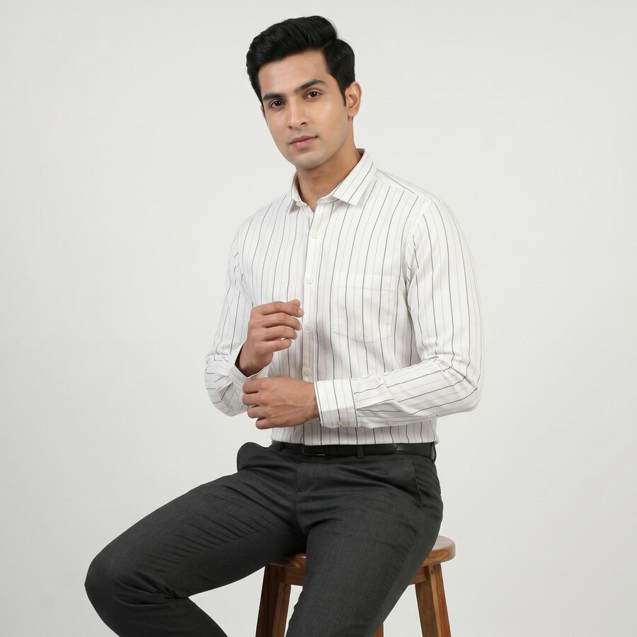 Men White Classic Formal Shirt, White, large