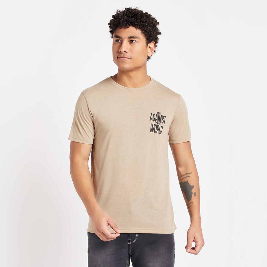 Round Neck T-Shirt, Beige, large image number null