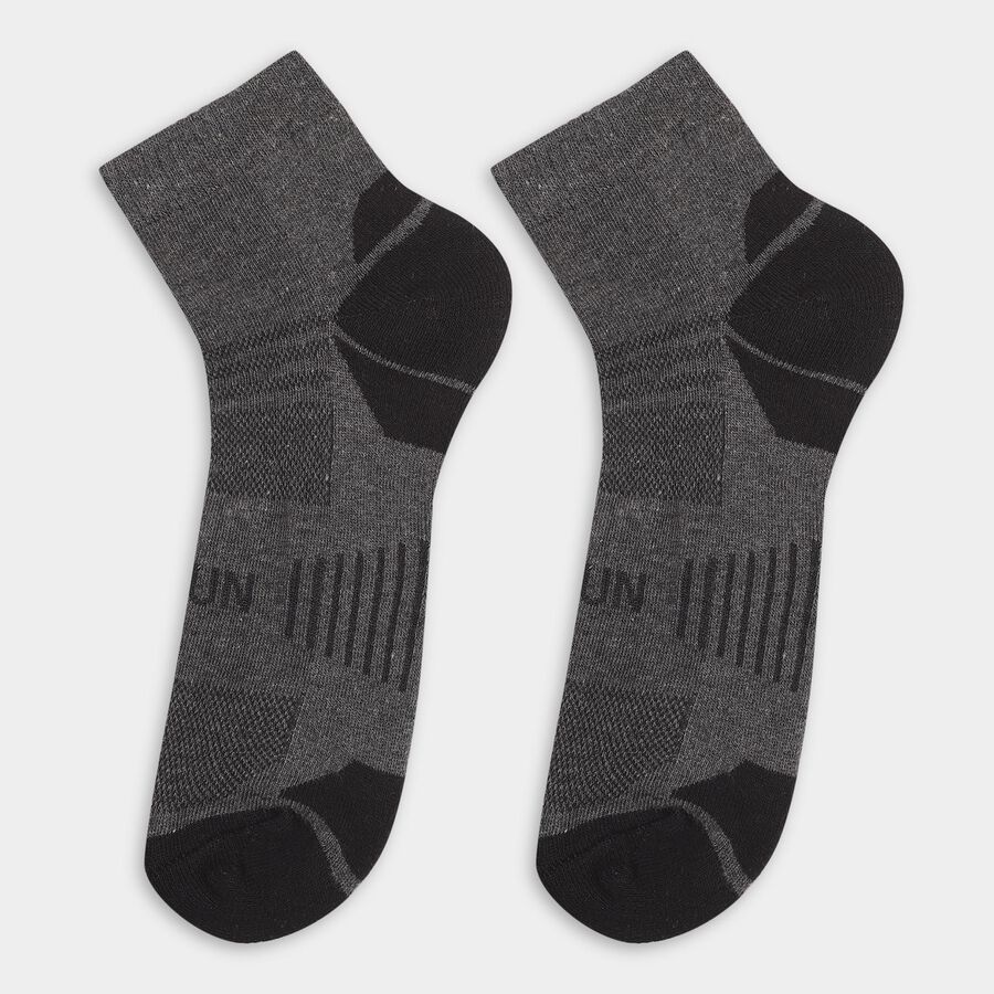 Men's Dark Charcoal Black and Navy Ankle-Length Sports Socks, Charcoal, large image number null