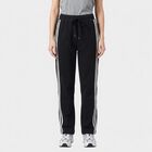 Women's Navy Blue Straight Fit Side-Striped Track Pants, Navy Blue, small