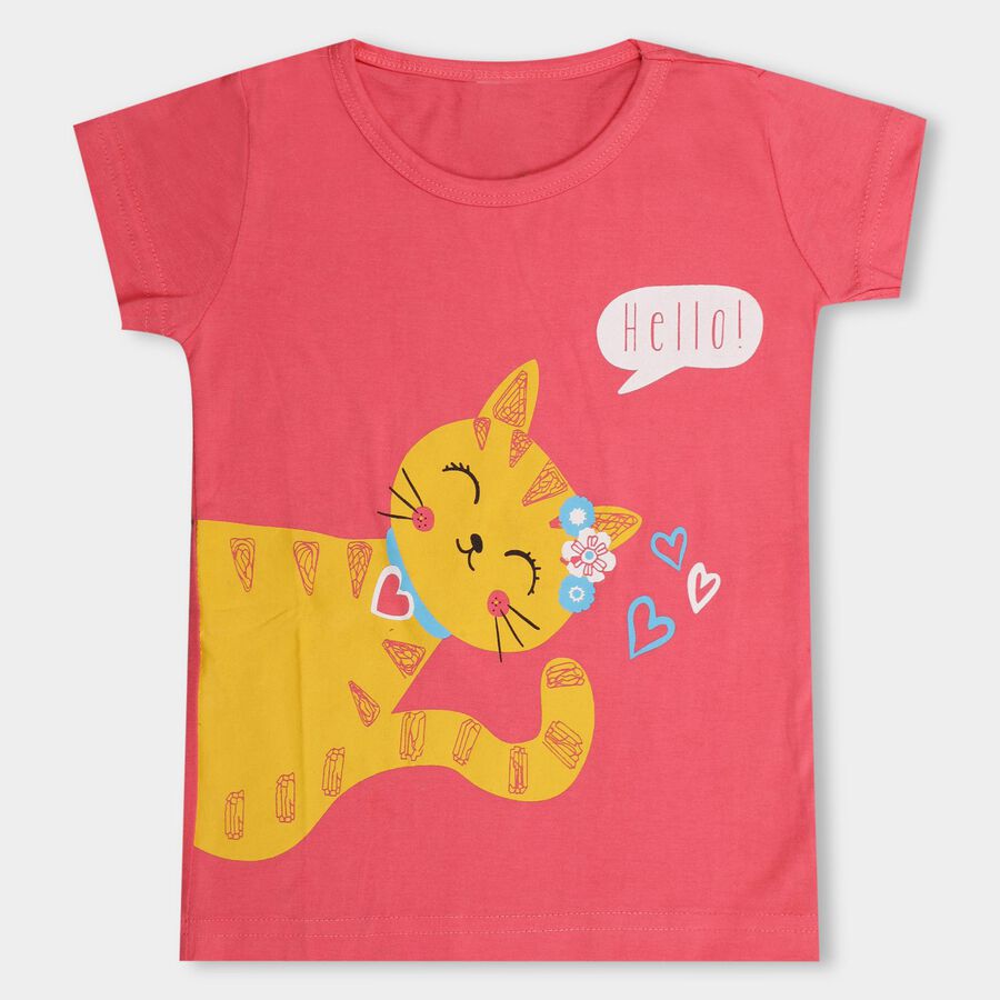 Girls' 100% Cotton T-Shirt , Coral, large image number null