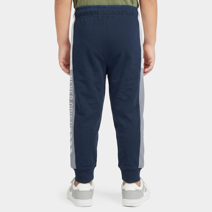 Boys Blue Jogger Slogan Print Pyjama, नेवी ब्लू, large