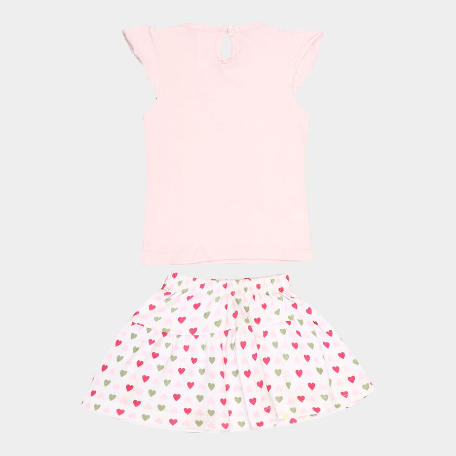 Infants Chest Print Skirt Top Set, Light Pink, large image number null