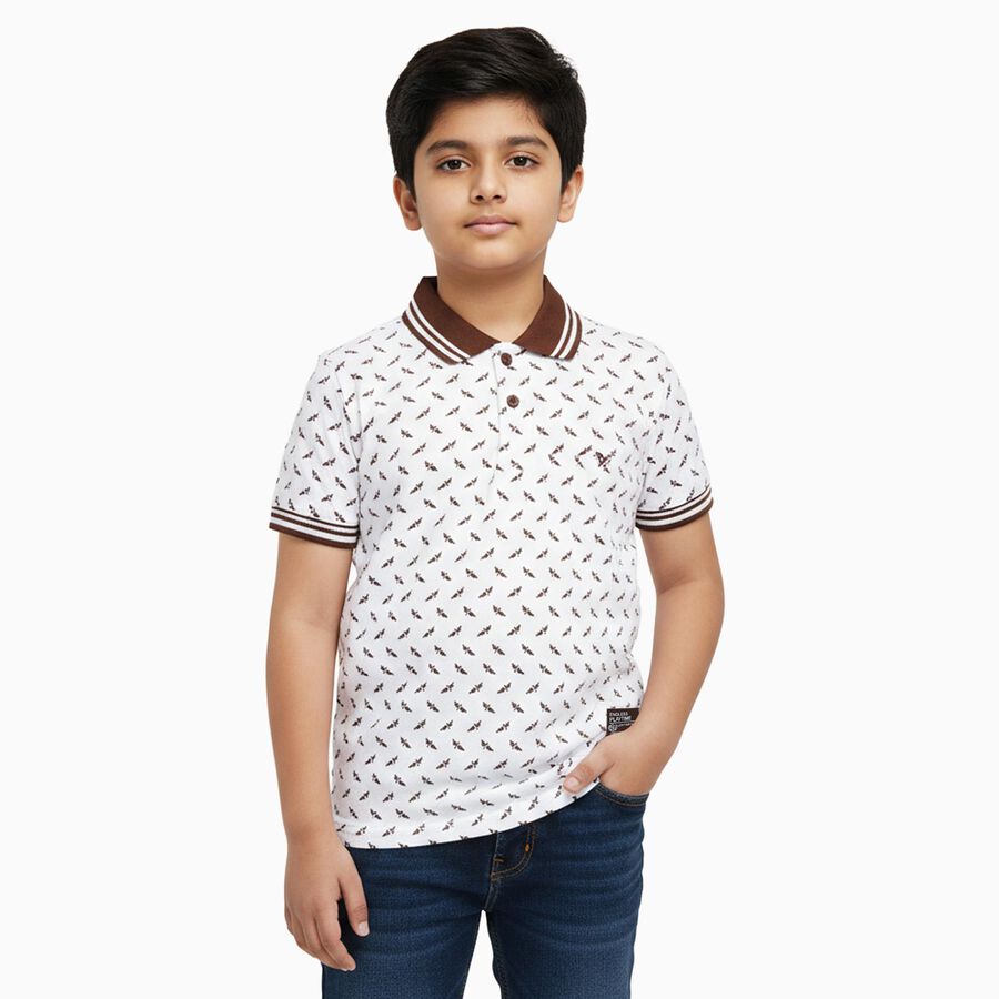 Boys' Half Sleeves T-Shirt, भूरा, large image number null