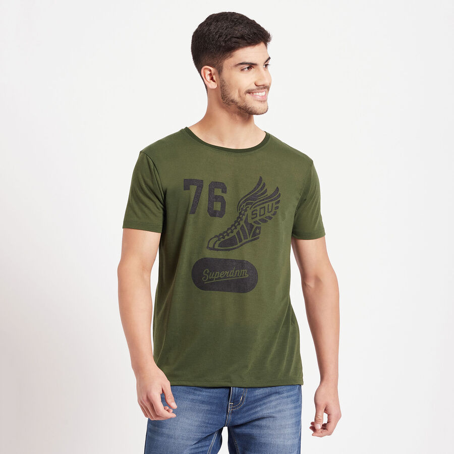 Round Neck T-Shirt, Olive, large image number null