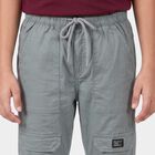 Boys Mid Blue Regular Fit Cargo Trousers, मध्यम नीला, small