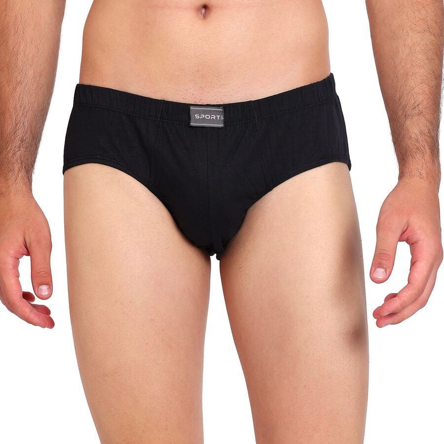 Men's 100% Cotton Briefs, Black, large image number null