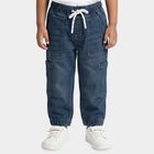 Boys Blue Jogger Fit Utility Pocket Jeans, मध्यम नीला, small