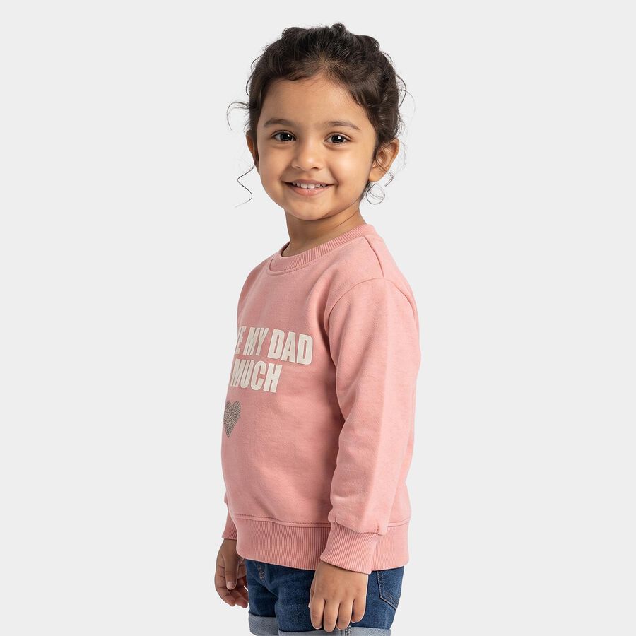 Girls' Pink Crew Neck Pullover Sweatshirt, Light Pink, large
