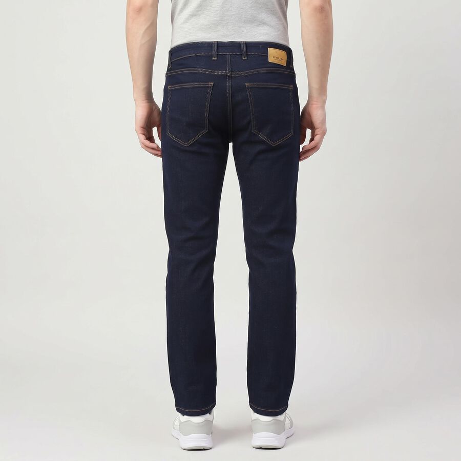 Men's Navy Blue Slim Fit Solid Jeans, Dark Blue, large