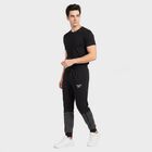 Men's Black Jogger Fit Panelled Track Pants, काला, small