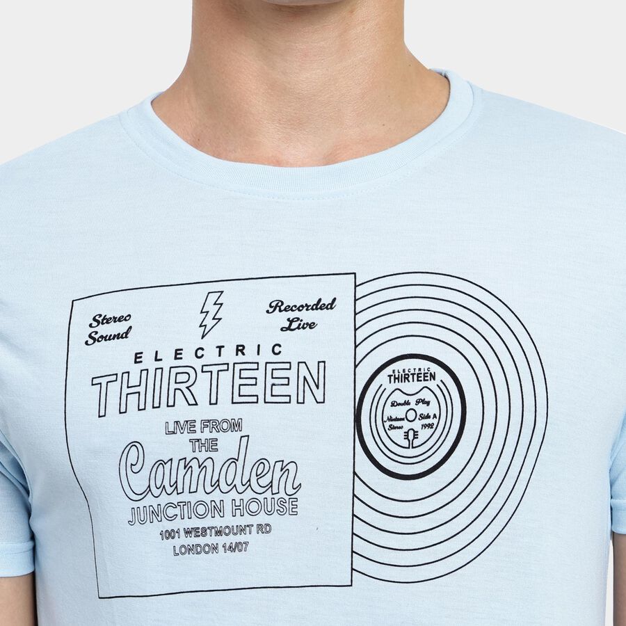 Men's Round Neck Half Sleeves T-Shirt, Sky Blue, large image number null