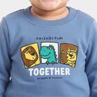 Infants Blue Crew Neck Graphic Print Sweatshirt, Mid Blue, small