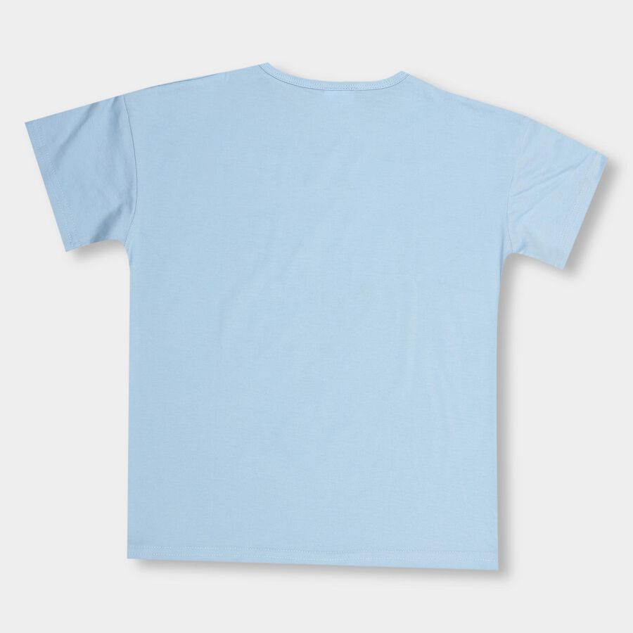 Girls' Light Blue Crew Neck Short Sleeve T-Shirt, Light Blue, large image number null