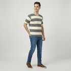 Men's Grey Round Neck Casual T-Shirt, Light Grey, small
