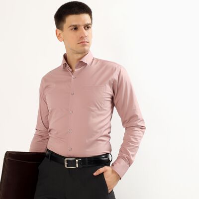 Men's Light Pink Spread Collar Formal Shirt