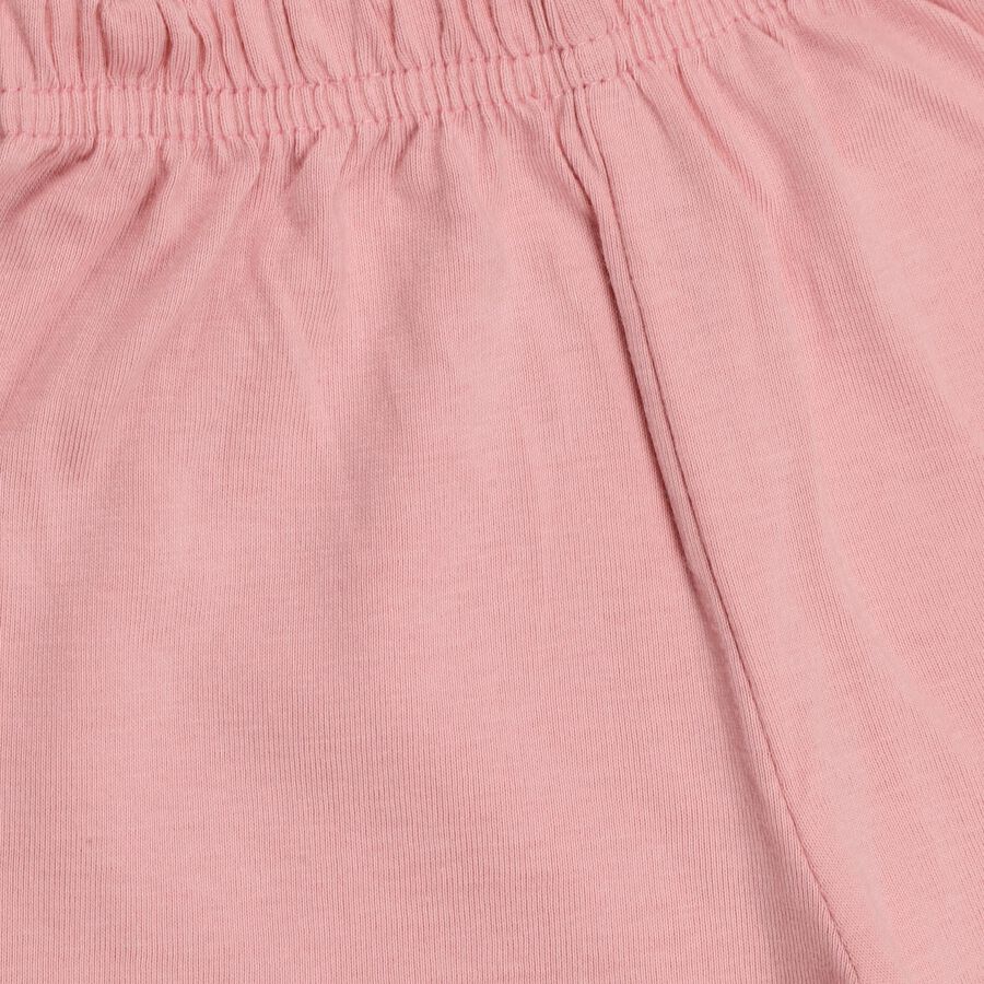 Girls' Soft Pink Cotton Sleeveless Printed Top and Shorts Set, Light Pink, large image number null