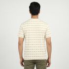 Men's Cream Round Neck Regular T-Shirt, ऑफ व्हाइट, small