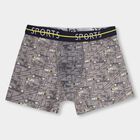 Boys Muted Grey Regular Fit Printed Briefs, हल्का ग्रे, small