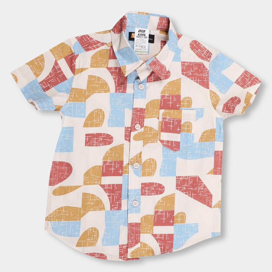 Boys' 100% Cotton Regular Collar Casual Shirt , Off White, large image number null