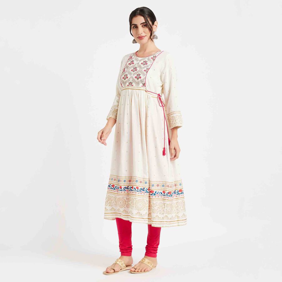 Printed Kurta, Off White, large image number null
