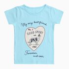 Girls Light Blue Cotton Round Neck Casual T-Shirt, हल्का नीला, small