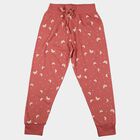 Girls Pink Regular Fit Solid Pyjama, हल्का गुलाबी, small
