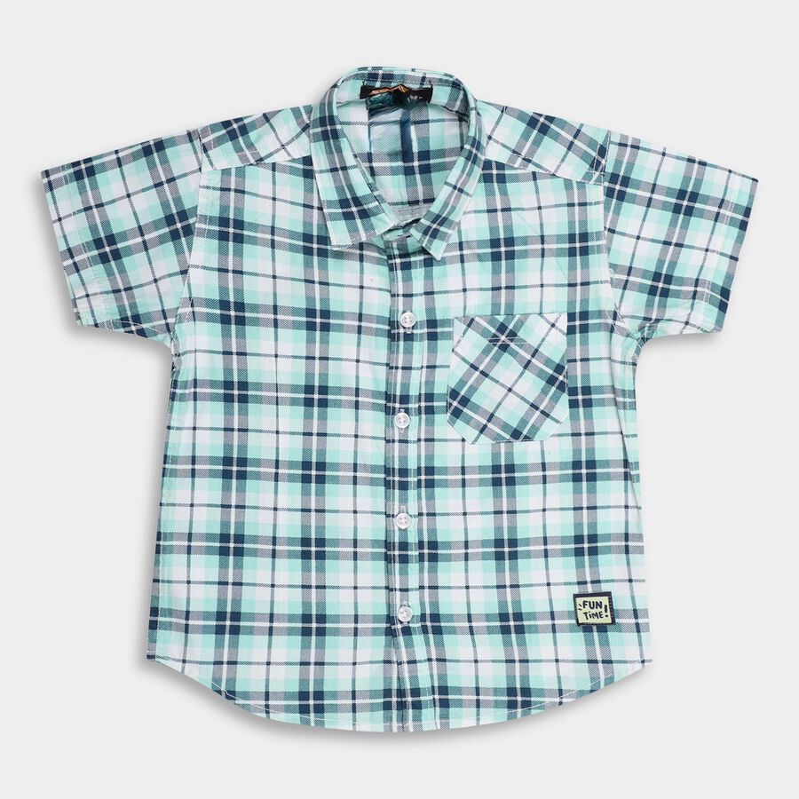 Boys' 100% Cotton Casual Shirt , हल्का हरा, large image number null