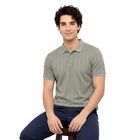 Men's Grey Polo Neck Polo T-Shirt, गहरा ग्रे, small