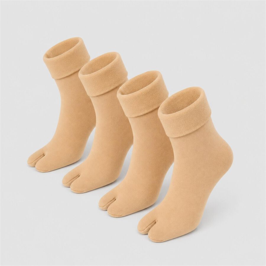 Women's Beige Regular Fit Toe Pack of 2 Socks, Beige, large