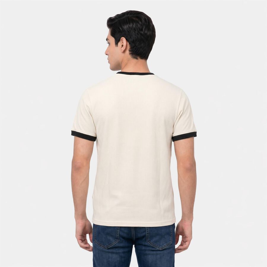 Men's White Round Neck Regular T-Shirt, White, large