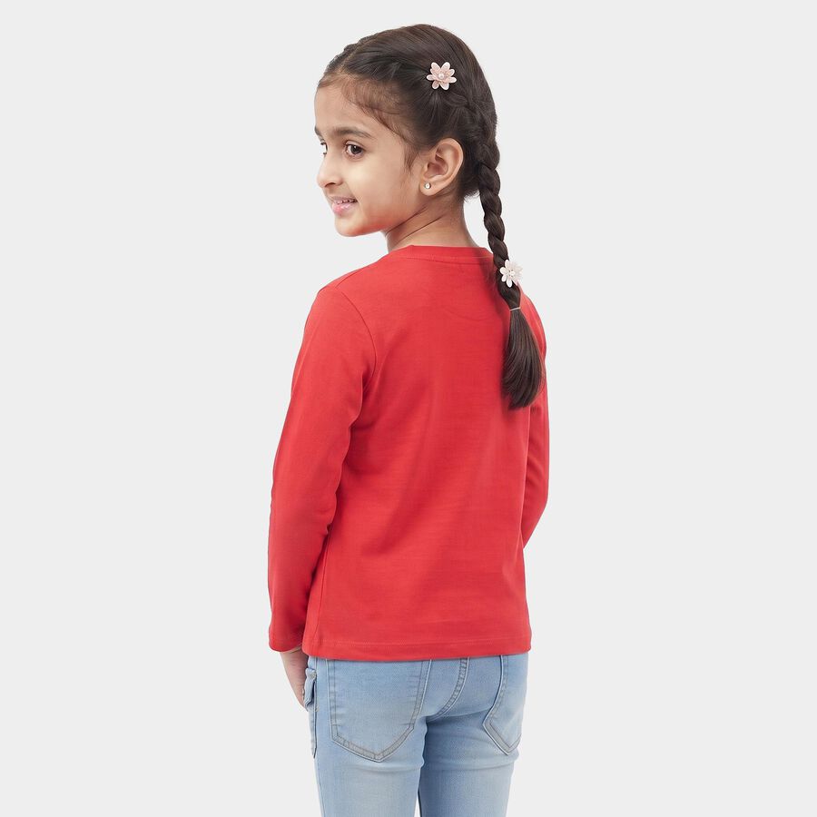 Girls Fuchsia Round Neck Regular Top, रानी (फ्यूशिया), large
