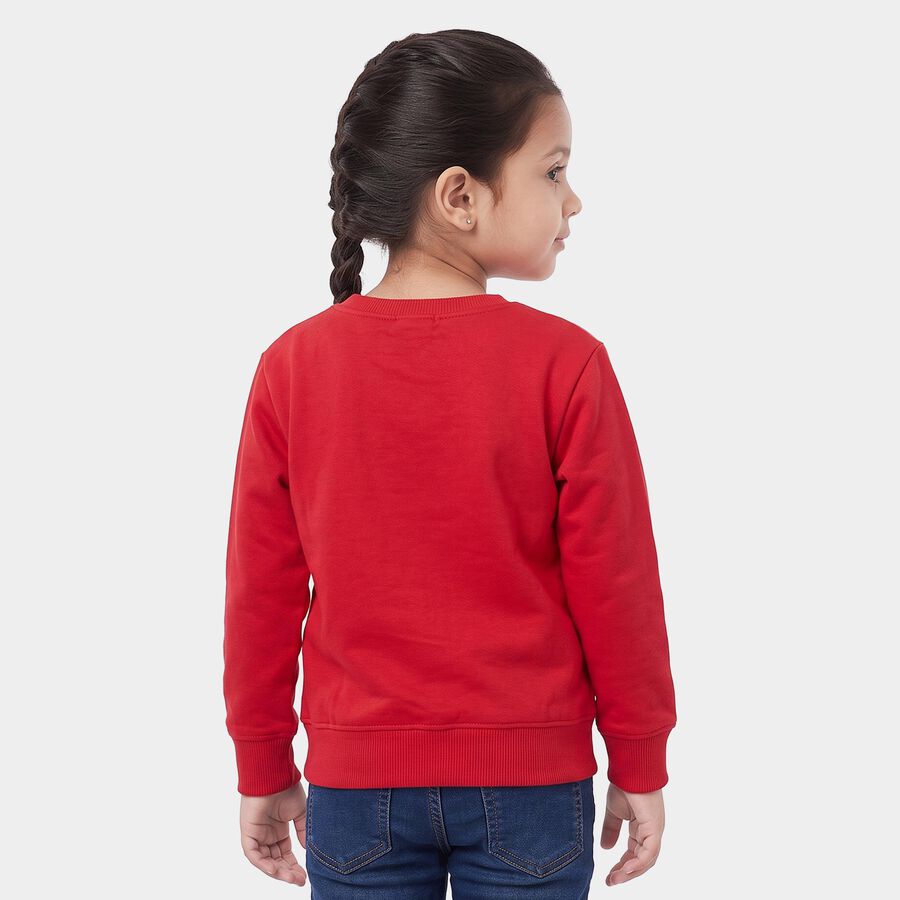 Girls Fuchsia Crew Neck Graphic Print Sweatshirt, Fuchsia, large