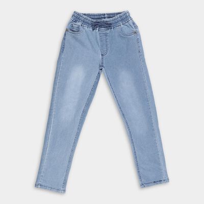 Boys' Light Powder Blue Regular Fit Elastic Waist Jeans