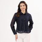 Women's Navy Blue Classic Full Sleeve Shirt , Navy Blue, small image number null