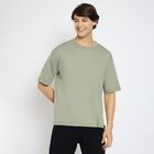 Men's Round Neck Half Sleeves T-Shirt , हल्का हरा, small