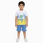 Boys' White Cotton Round Neck Cartoon Printed Baba Suit, सफ़ेद, small image number null
