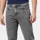 Men's Grey Straight Fit Washed Jeans, हल्का ग्रे, small