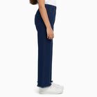 Girls' Dark Blue Wide-Leg Frayed Jeans, गहरा नीला, small image number null
