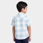 Boys Light Blue Cotton Spread Collar Casual Shirt, Light Blue, small