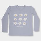 Girls' Light Lavender Blue Round Neck Casual Floral Top, हल्का नीला, small image number null