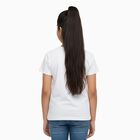 Girls Bright Snow White Cotton Round Neck Casual T-Shirt, सफ़ेद, small image number null