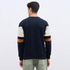 Men's Deep Midnight Navy Blue Crew Neck Casual Sweatshirt, Navy Blue, small image number null