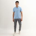 Men's Light Blue Polo Neck Slim Fit T-Shirt, Light Blue, small image number null