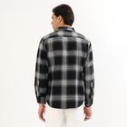 Men's Dusty Charcoal Black Cotton Spread Collar Casual Shirt, काला, small image number null