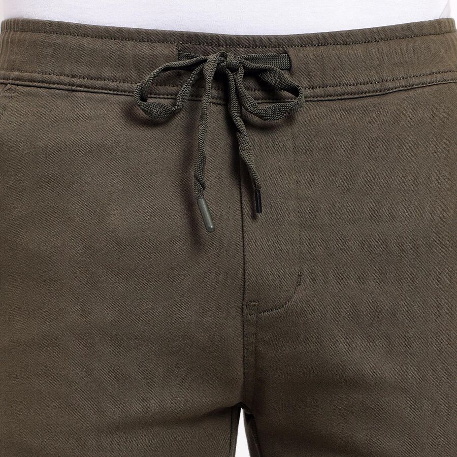 Men's Slim Fit Casual Trousers , Olive, large